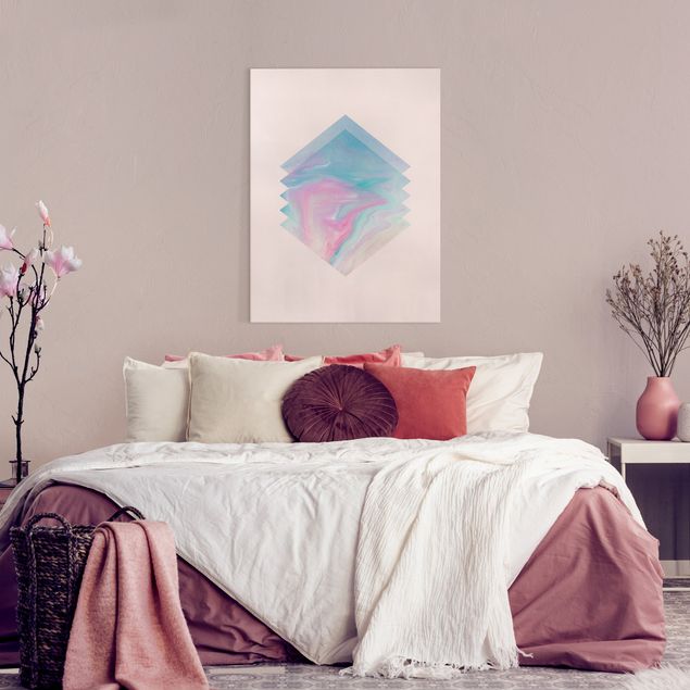 Canvas schilderijen Pink Water Marble