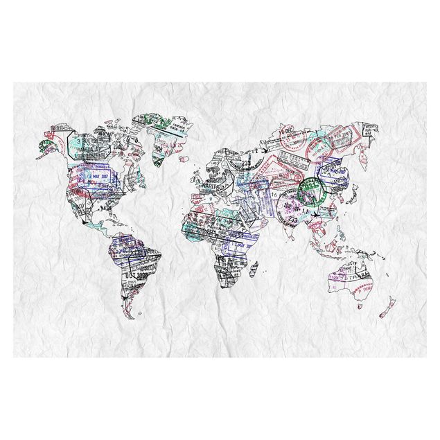 Fotobehang Passport Stamp World Map