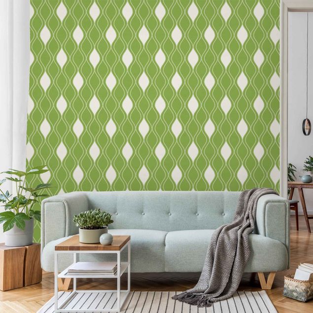 Fotobehang Retro Pattern With Sparkling Drops In Light Green
