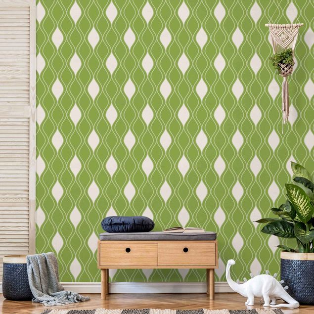 Fotobehang Retro Pattern With Sparkling Drops In Light Green