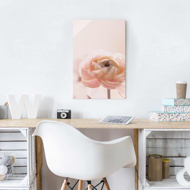 Glasschilderijen Focus On Light Pink Flower
