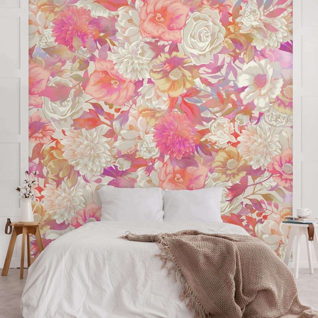 Fotobehang Pink Blossom Dream With Roses