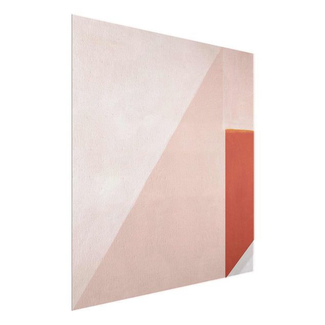 Glasschilderijen Pink Geometry