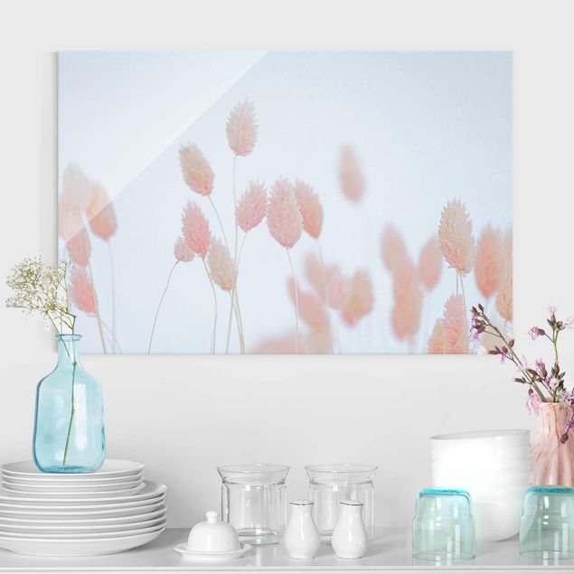 Glas Magnettafel Grass Tips In Pale Pink