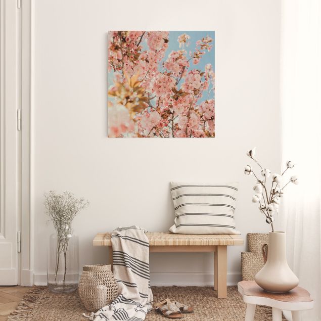 Natuurlijk canvas schilderijen Pink Cherry Blossoms Galore