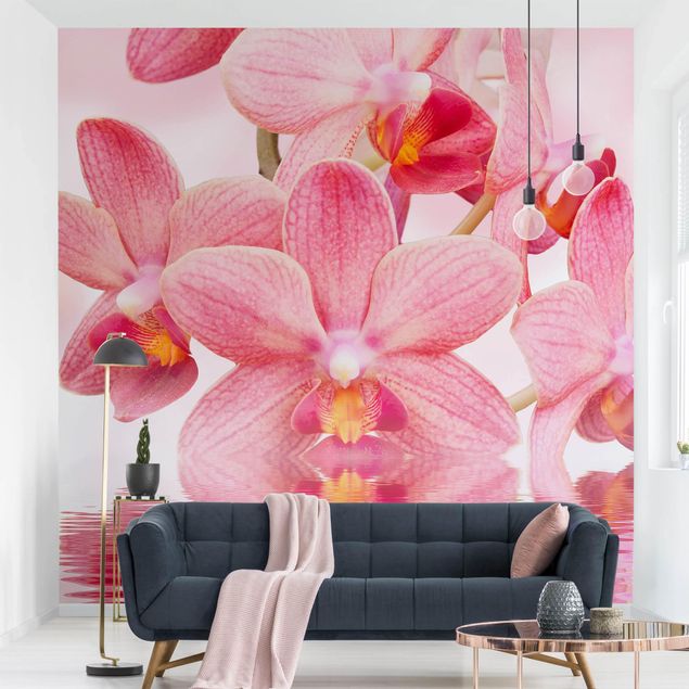 Fotobehang Light Pink Orchid On Water