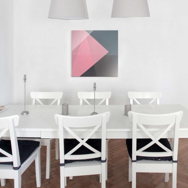 Glasschilderijen Pink Transparency Geometry