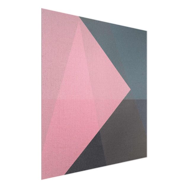 Glasschilderijen Pink Transparency Geometry