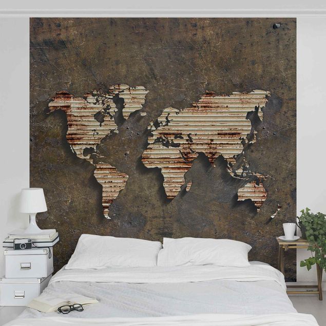 Fotobehang Rust World Map