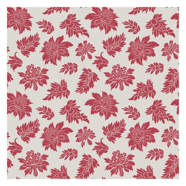 Patroonbehang Red Baroque Floral Pattern