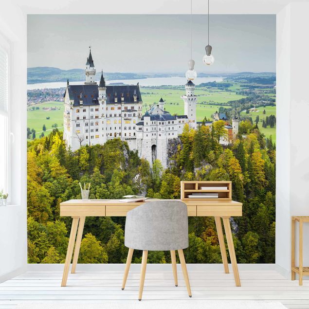 Fotobehang Neuschwanstein Castle Panorama