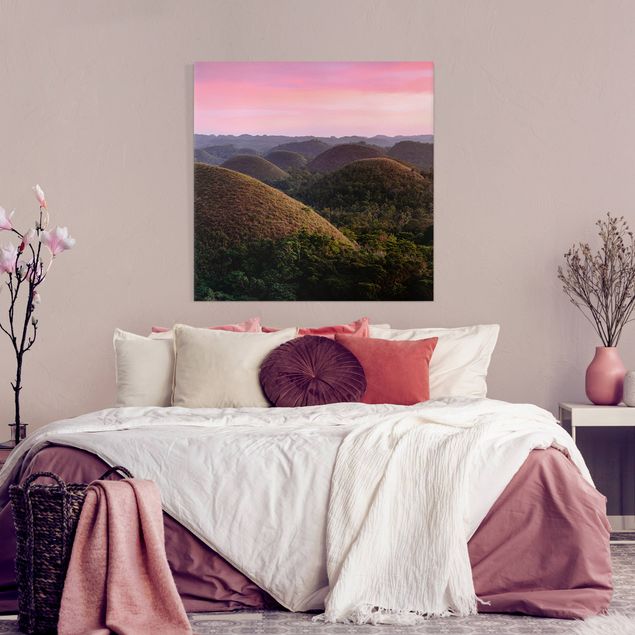 Canvas schilderijen Chocolate Hills At Sunset