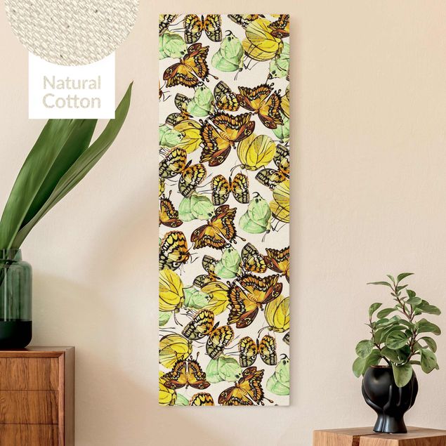 Natuurlijk canvas schilderijen Swarm Of Yellow Butterflies