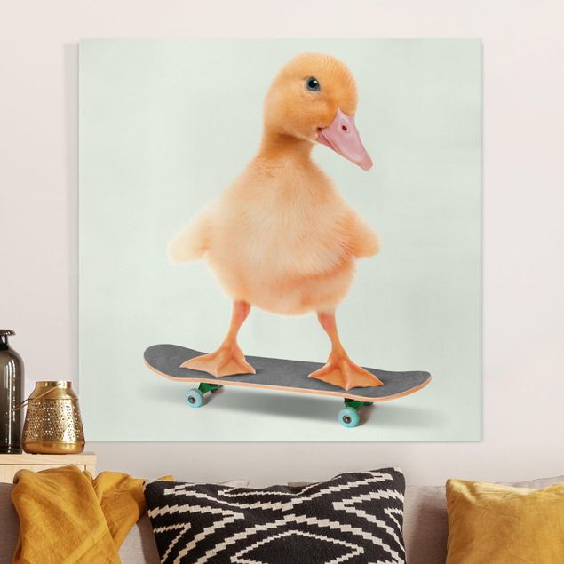 Canvas schilderijen Skate Duck