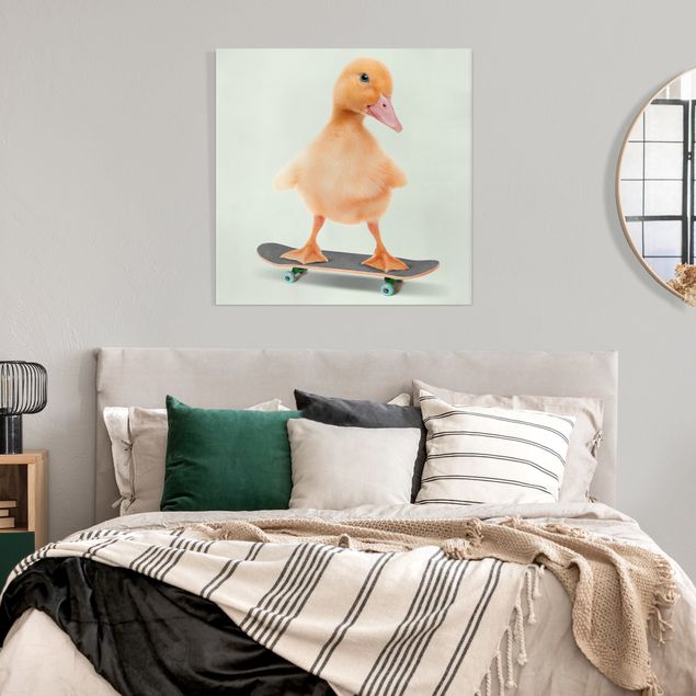 Canvas schilderijen Skate Duck