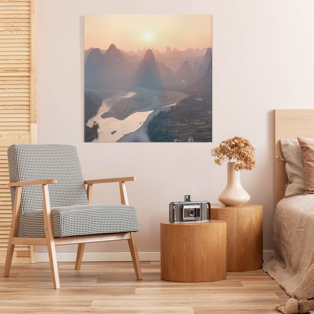 Canvas schilderijen Sunrise In Mountainous Landscape