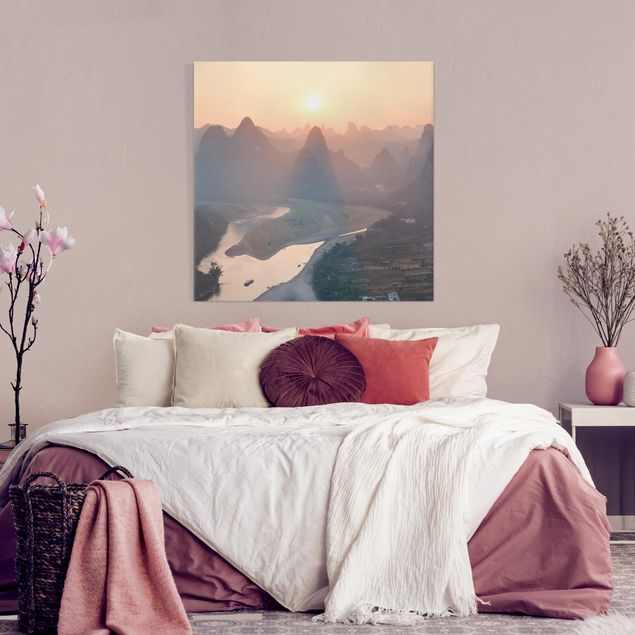 Canvas schilderijen Sunrise In Mountainous Landscape