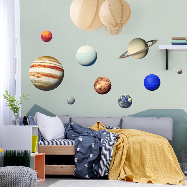 Muurstickers Solar system with planet