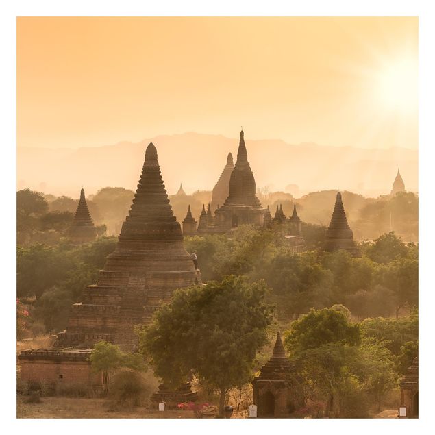 Fotobehang Sun Setting Over Bagan