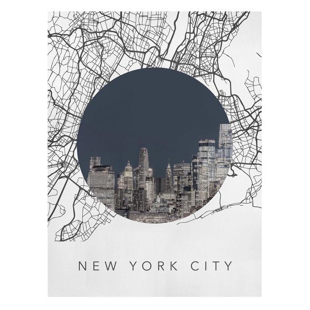 Canvas schilderijen Map Collage New York City