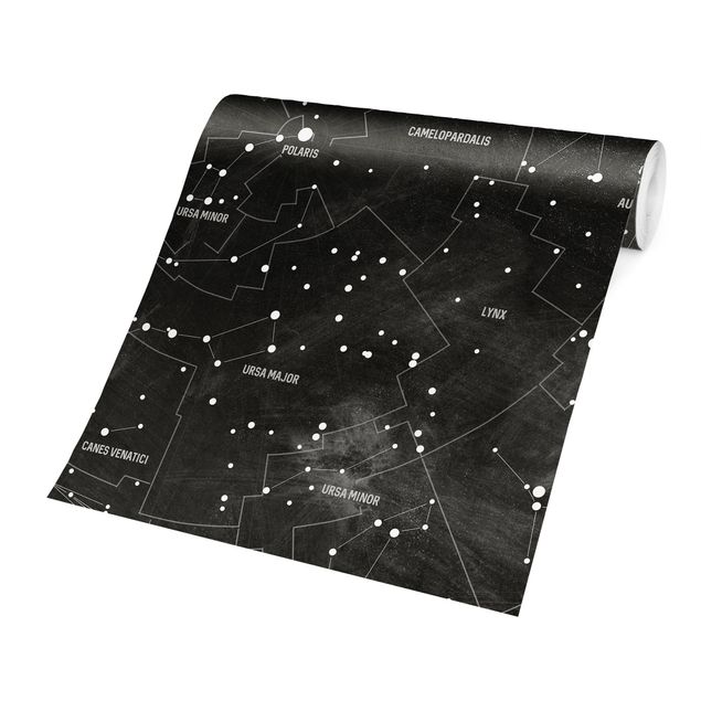 Patroonbehang Map Of Constellations Blackboard Look