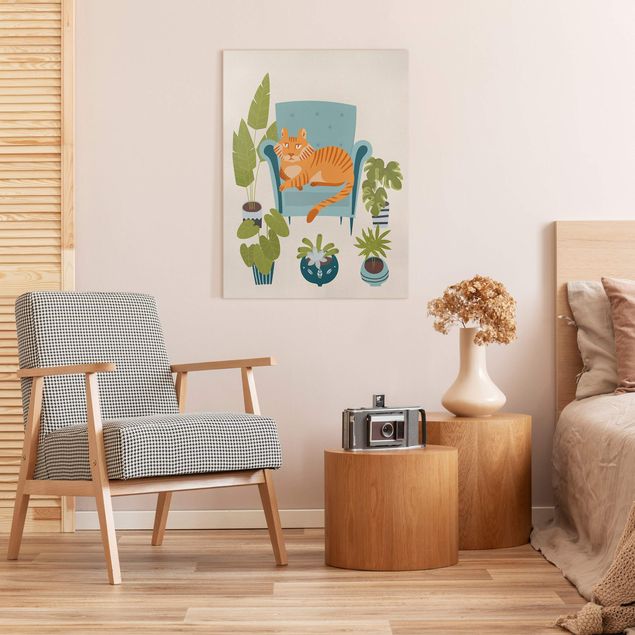 Canvas schilderijen Domestic Mini Tiger Illustration