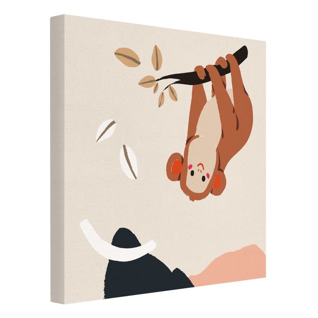 Natuurlijk canvas schilderijen Cute Animal Illustration - Monkey