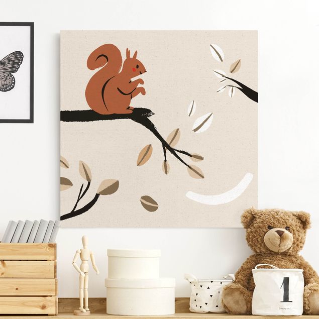 Natuurlijk canvas schilderijen Cute Animal Illustration - Squirrel