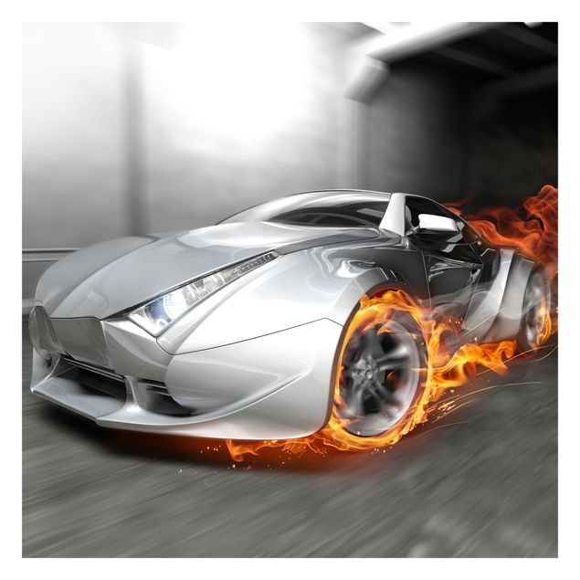 Fotobehang Supercar In Flames