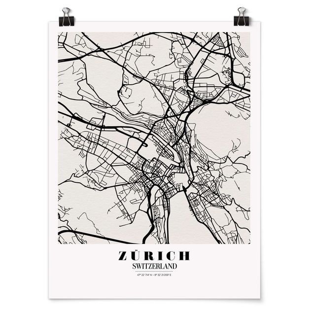 Posters Zurich City Map - Classic