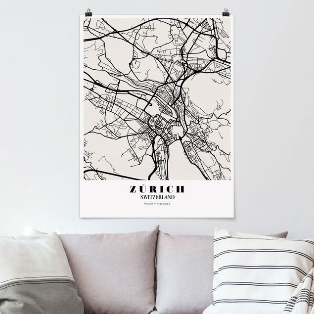 Posters Zurich City Map - Classic