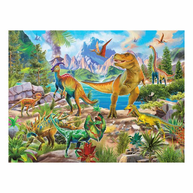 Glasschilderijen T-Rex And Parasaurolophus