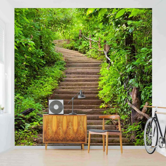 Fotobehang Stairs In The Woods