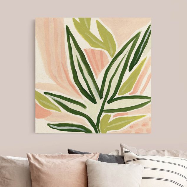 Natuurlijk canvas schilderijen Tropical Leaves Pastel
