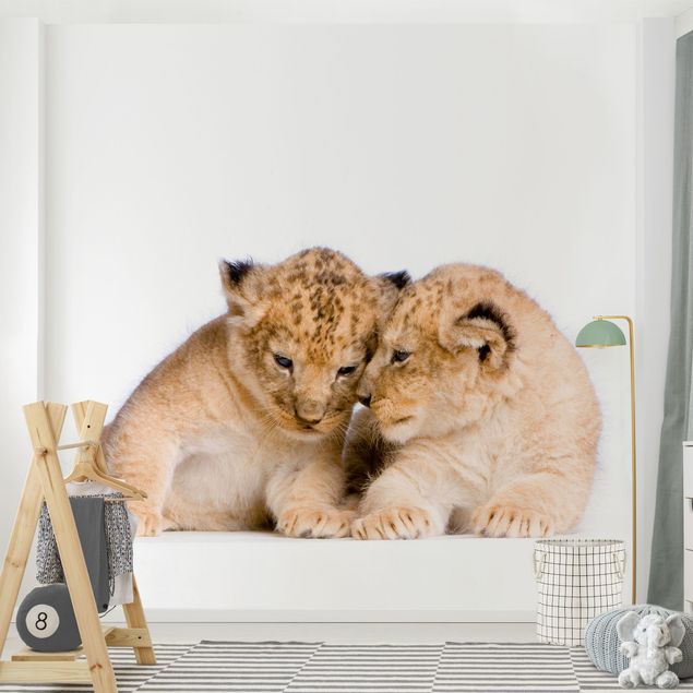 Fotobehang Two Lion Babys