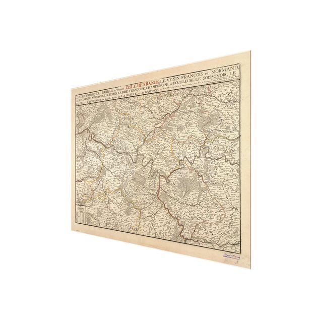Glasschilderijen Vintage Map France