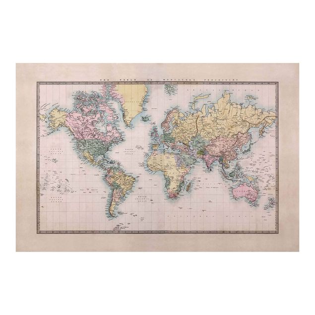 Fotobehang Vintage World Map Around 1850