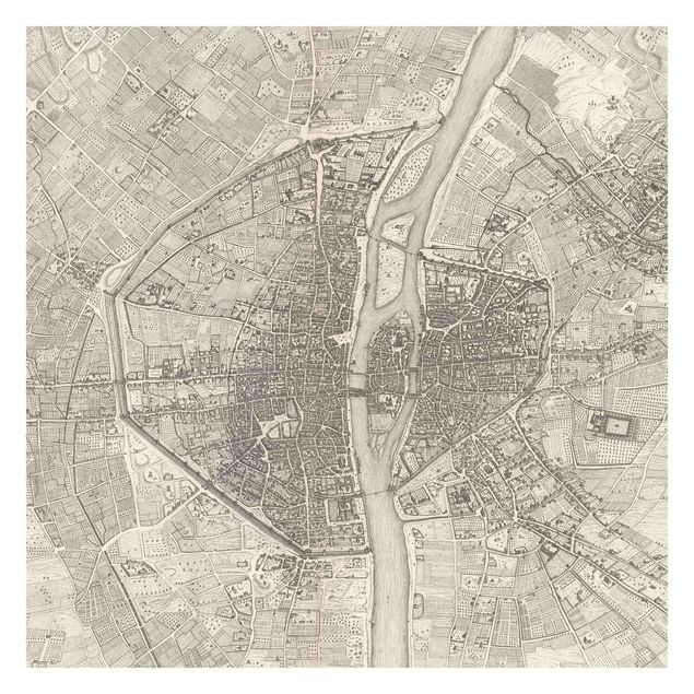 Fotobehang Vintage Map Paris