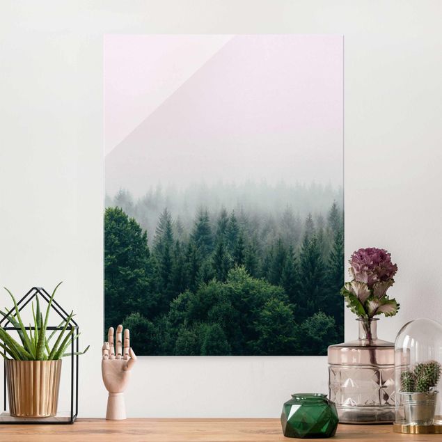 Glas Magnetboard Foggy Forest Twilight