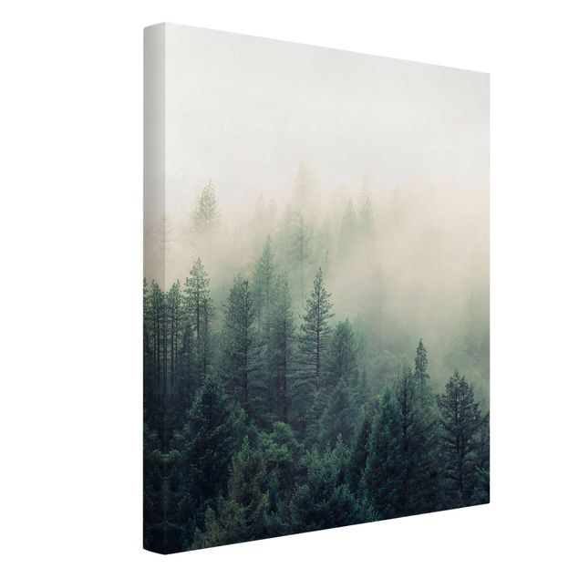 Canvas schilderijen Foggy Forest Awakening