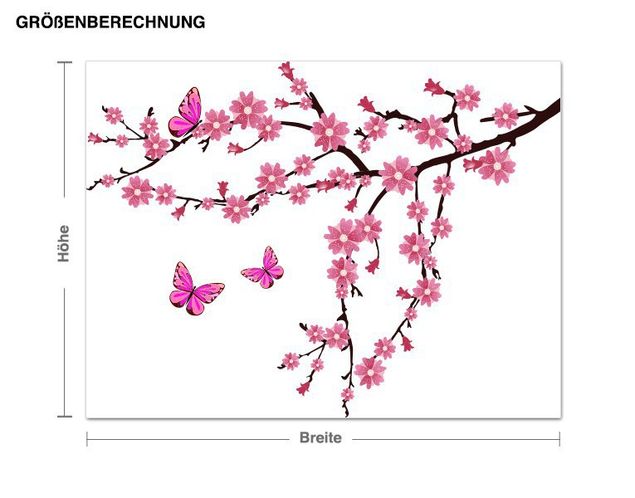 Muurstickers bomen Branch With Cherry Blossoms
