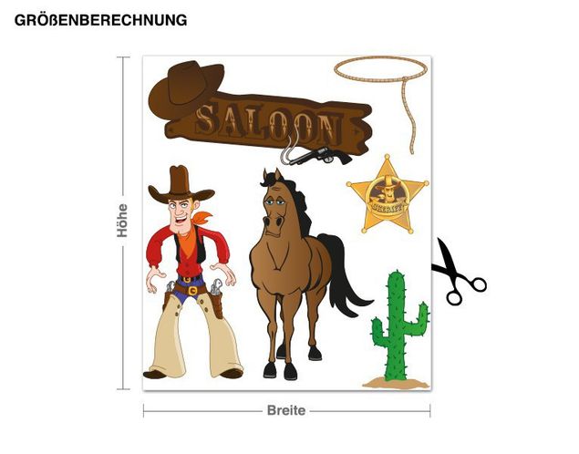 Muurstickers paard Cowboy Set
