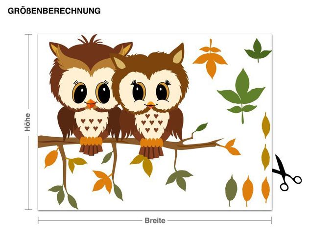 Muurstickers bosdieren Owls In Autumn