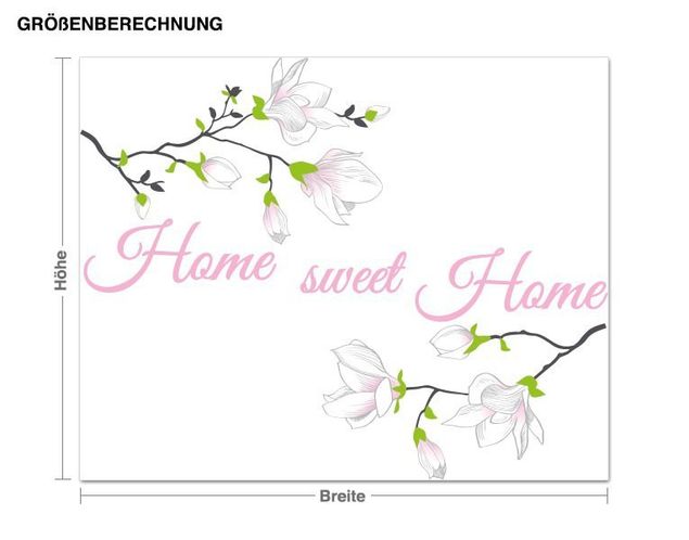 Muurstickers spreuken en quotes Home Sweet Home With Magnolias