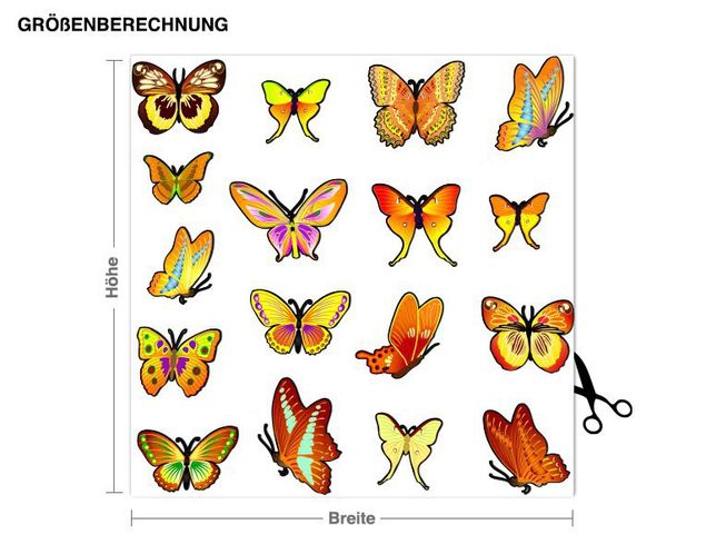 Muurstickers vlinders Butterfly Set Orange