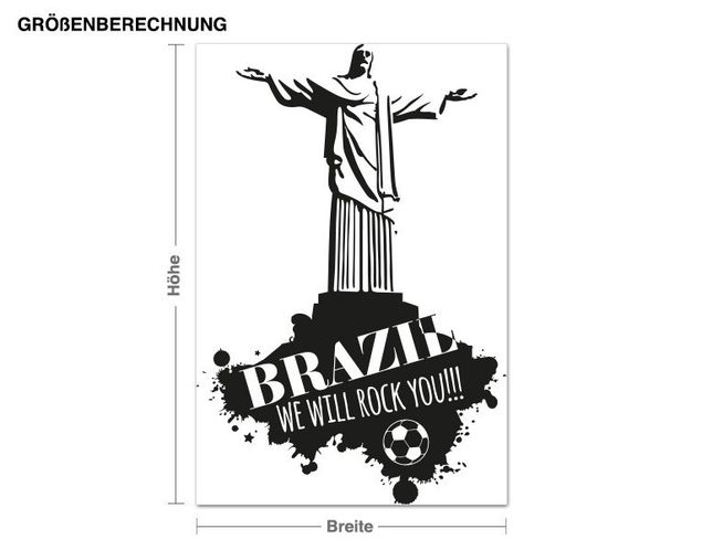 Muurstickers voetbal Brazil We Will Rock You