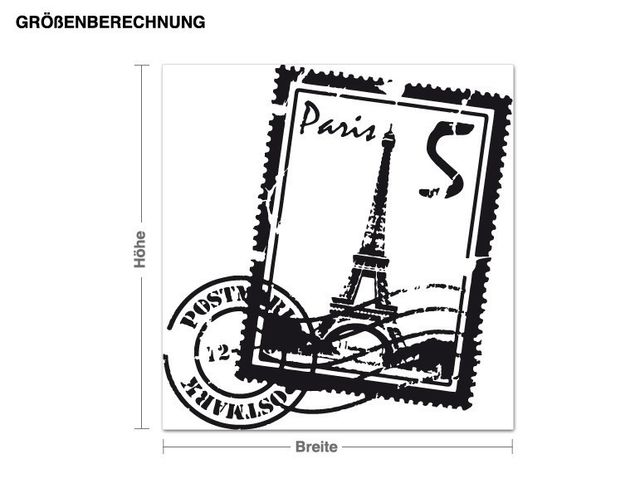 Muurstickers Parijs Stamp Paris