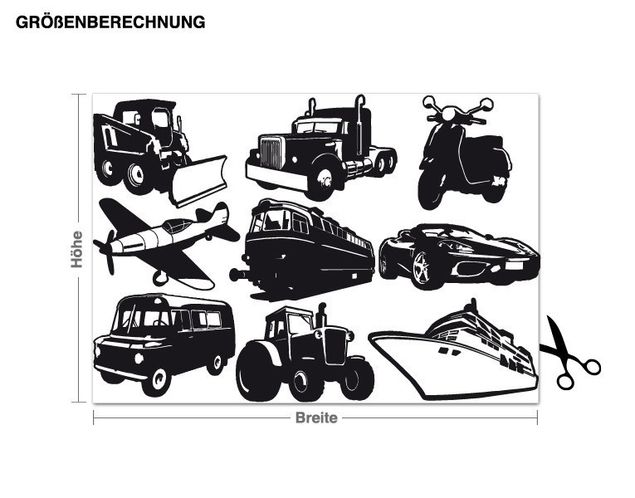 Muurstickers auto Vehicles Set