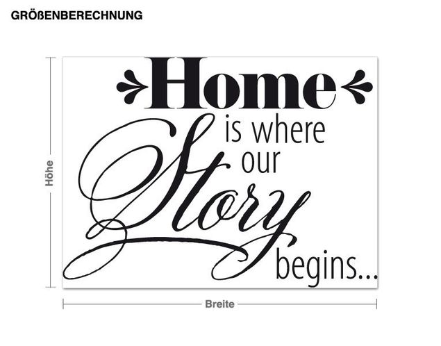 Muurstickers spreuken en quotes Home is where our story begins