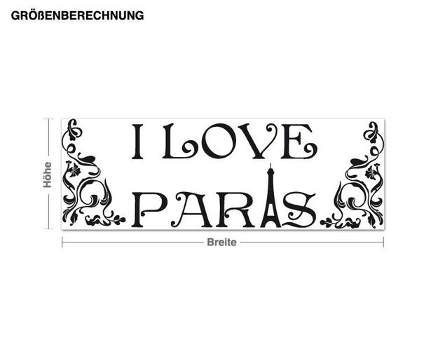 Muurstickers Parijs I love Paris cadre